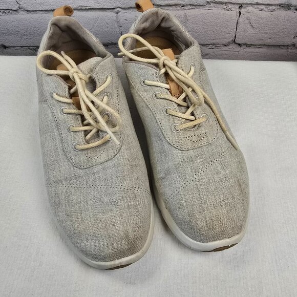 WOMENS TOMS CABRILLO LACE UP CANVAS SNEAKER GRAY WITH LEATHER ACCENT SIZE 8.5 - Picture 3 of 8